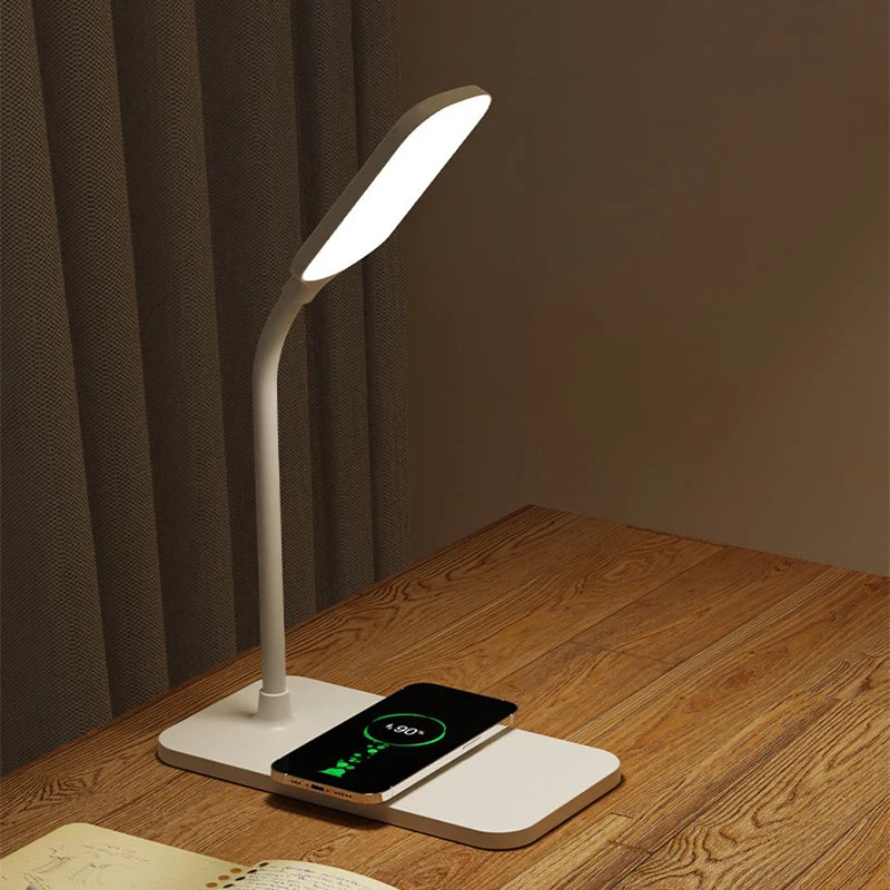 LED Desk Lamp: Wireless Charger & USB Port for Gaming & Reading