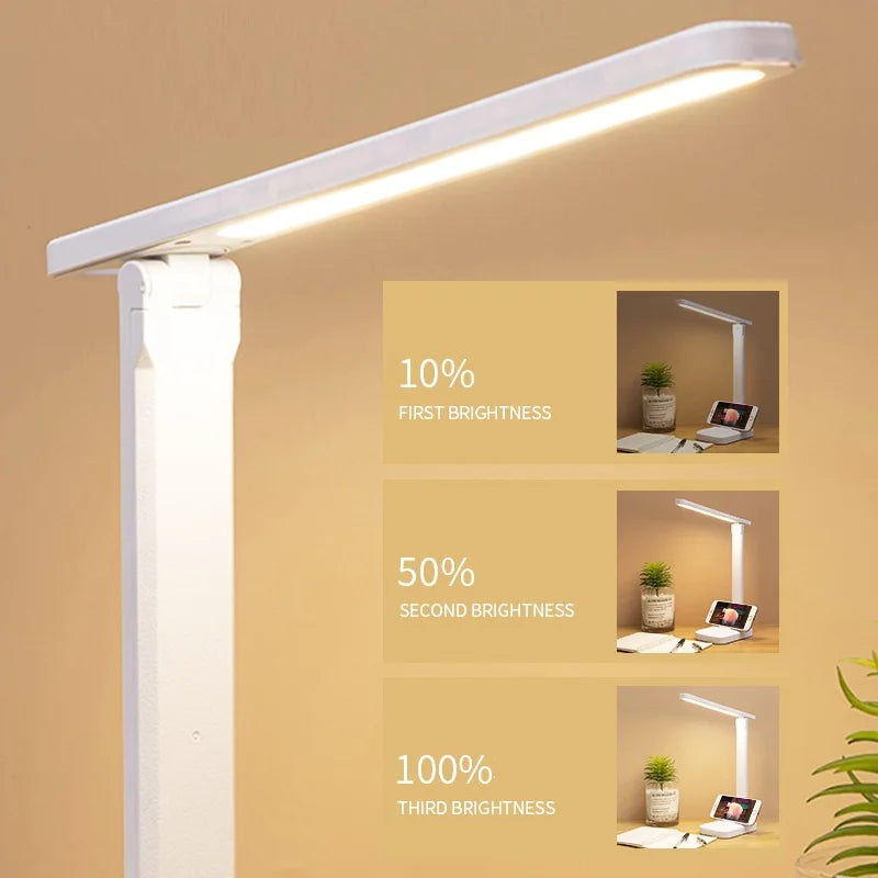 LED Table Lamp Eye Protection Touch Dimmable USB Rechargeable