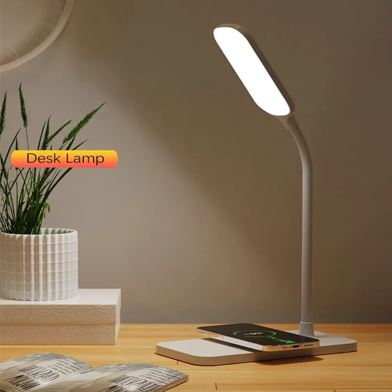 LED Desk Lamp: Wireless Charger & USB Port for Gaming & Reading