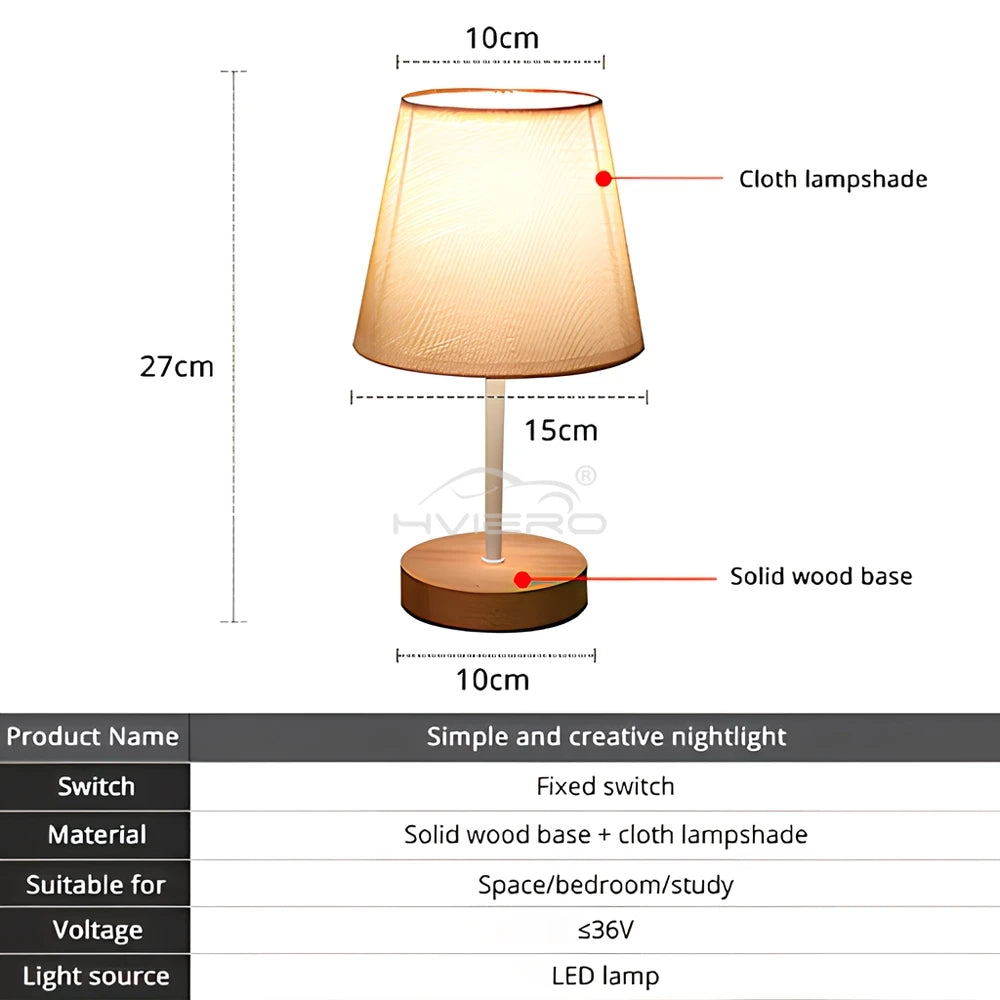 Solid Wood LED Desk Lamp with Remote - Creative Night Light