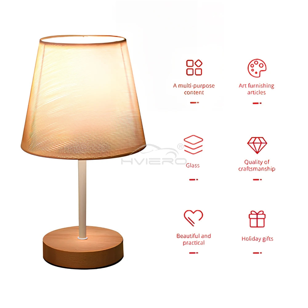 Solid Wood LED Desk Lamp with Remote - Creative Night Light