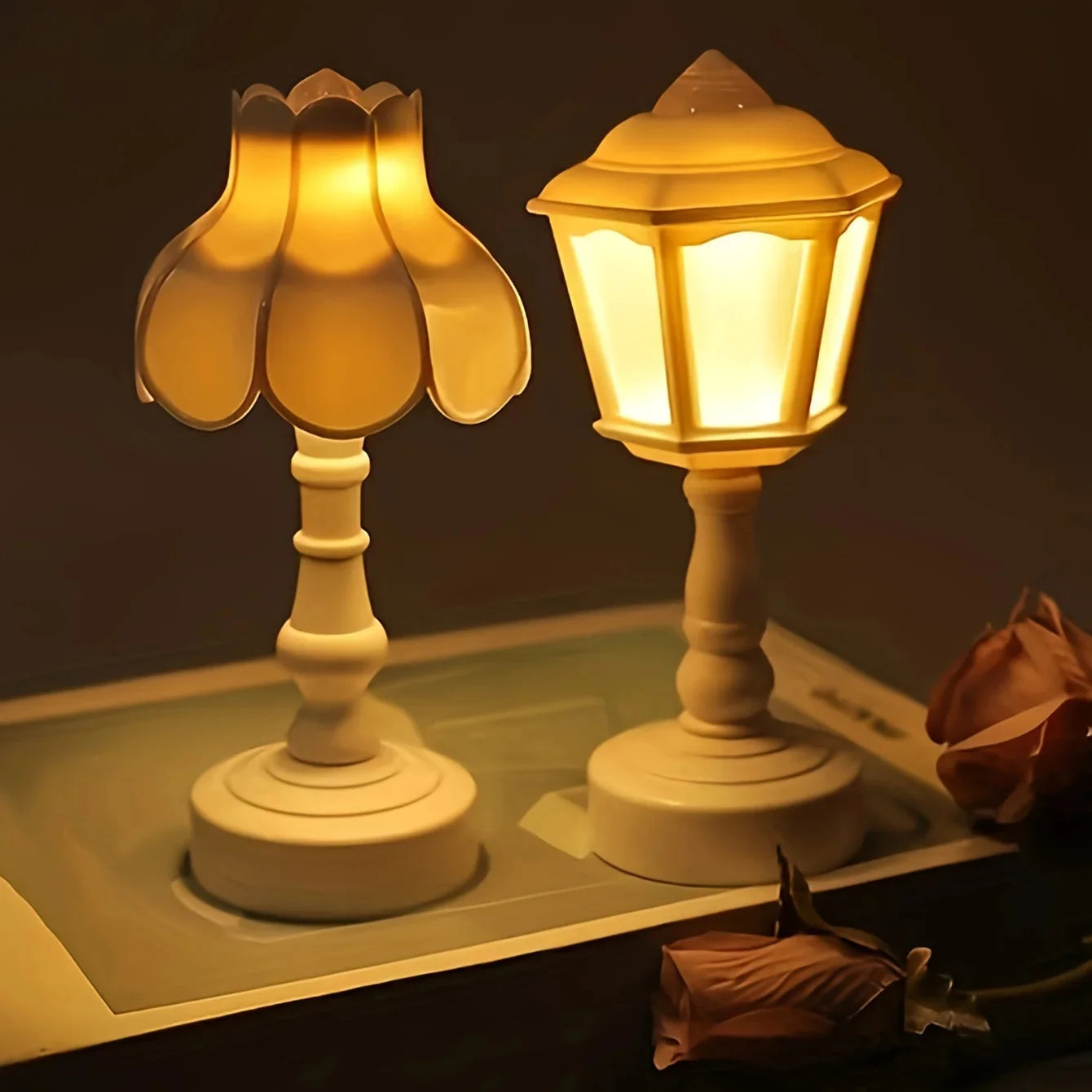 Battery LED Night Lamp - Geometric Design for Bedroom Decor