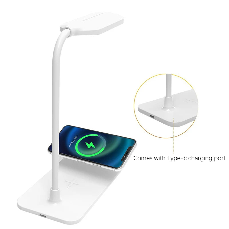 LED Desk Lamp: Wireless Charger & USB Port for Gaming & Reading