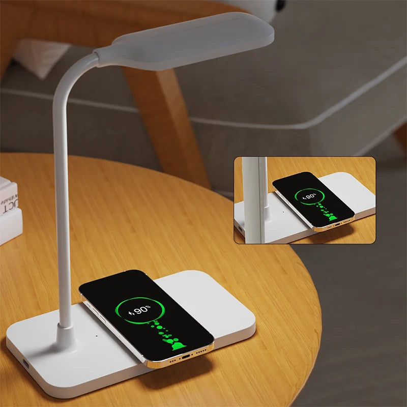 LED Desk Lamp: Wireless Charger & USB Port for Gaming & Reading